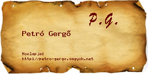 Petró Gergő névjegykártya